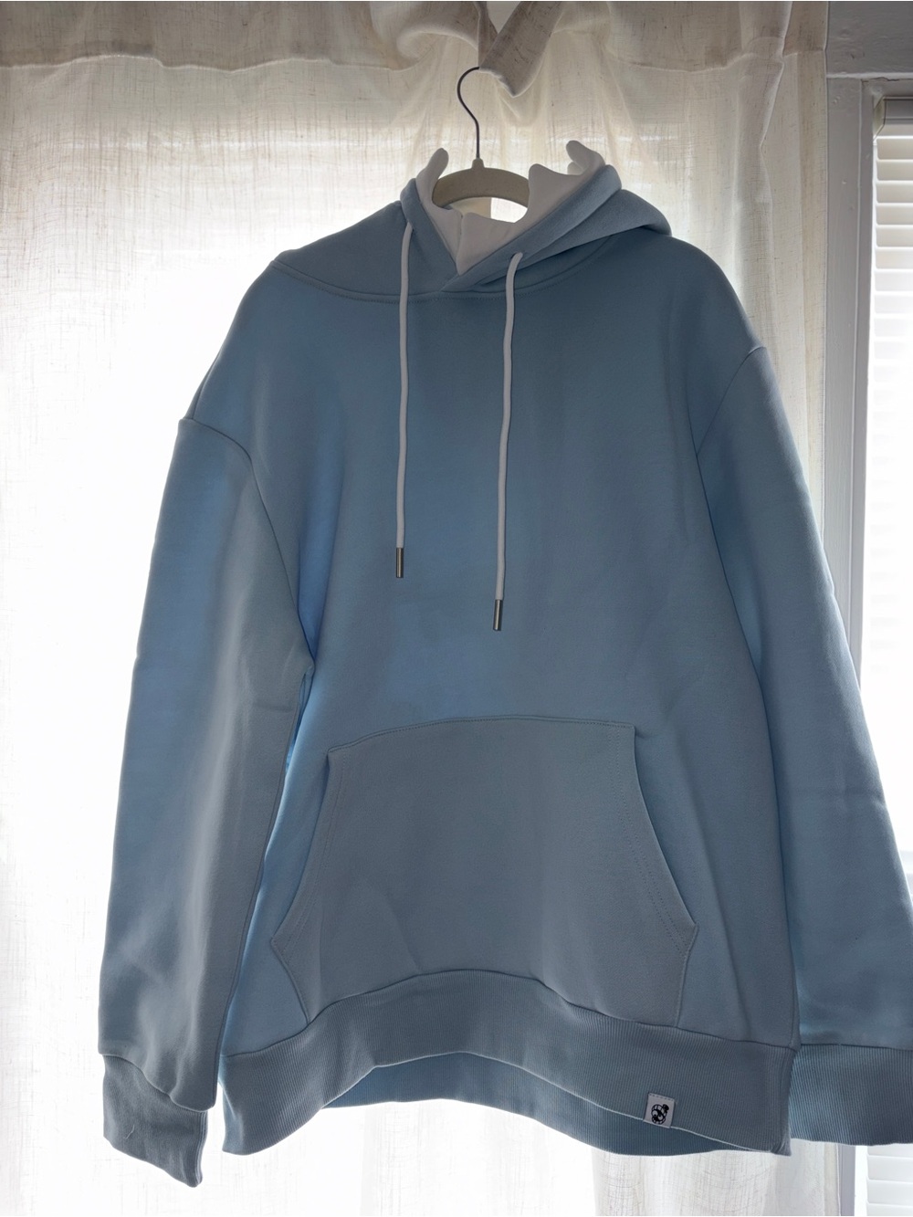 Unisex Sky Blue Pullover Hoodie with Drawstring